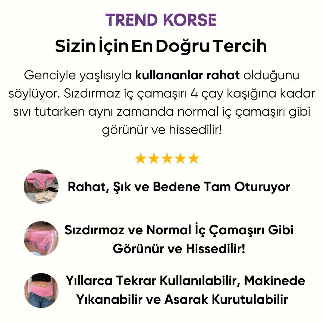 Sızıntı Kabusuna Son! Geceleri Güvenle Uyu, Gündüzleri Özgürce Yaşa! ✨ | Trendkorse™ Ultimate Konfor Regl Külotları